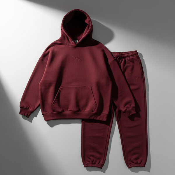 Luxury Oversized Sweatsuit – Maroon