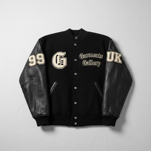 Garments Gallery Varsity Jacket – Black & Black