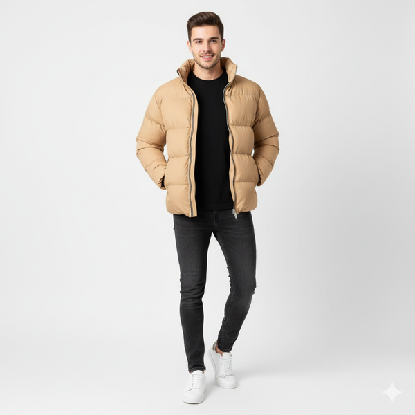 Luxury Oversized Puffy Jacket – Camel Beige