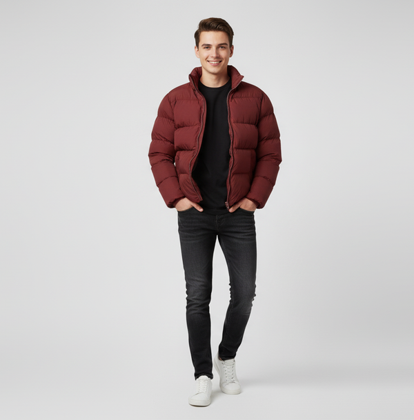 Luxury Oversized Puffy Jacket – Red