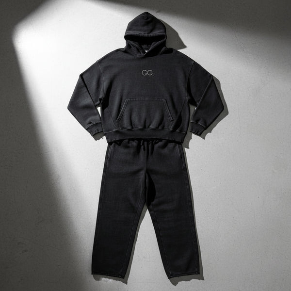 Washed Black GG Sweatsuit – Premium Luxury Streetwear Set