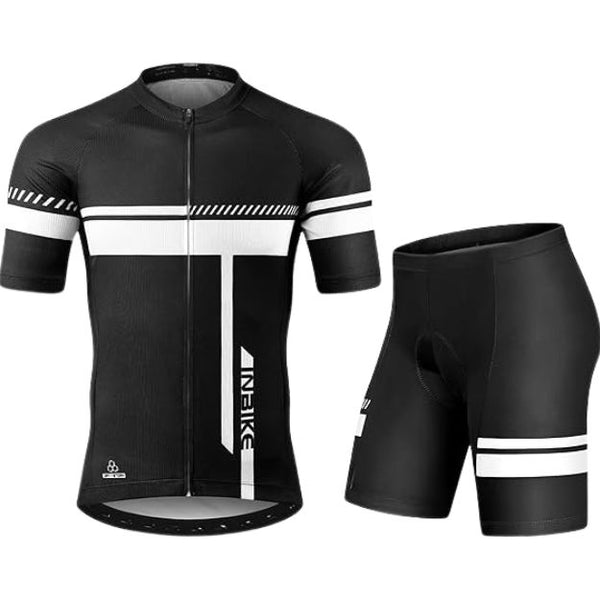 INBIKE Cycling Jersey Mens Set Reflective Breathable Biking Outfit Quick-Dry Bib Bicycle Jersey with 3D Padded Shorts