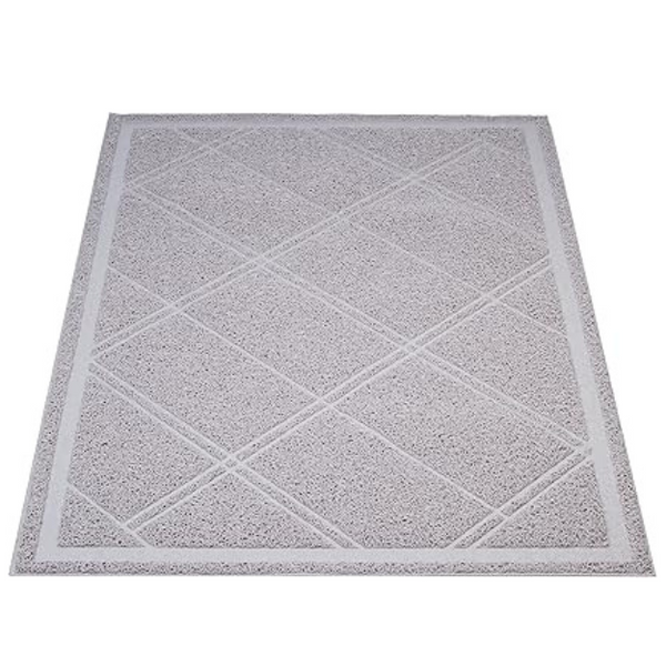 Amazon Basics Less-Mess Cat Litter Box Mat, Unscented, 24" x 35", Grey