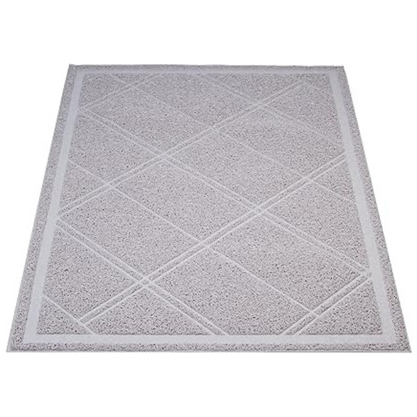 Amazon Basics Less-Mess Cat Litter Box Mat, Unscented, 24" x 35", Grey