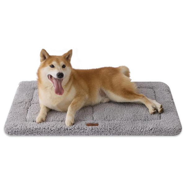 Joydeco Low Profile Dog Crate Mat Reversible Bed Pad, Washable Dog Pad Mat with Ultra Soft Fleece, Compact Design Kennel Beds Mats for Large Medium Small Pets, 35" x 23" Gray