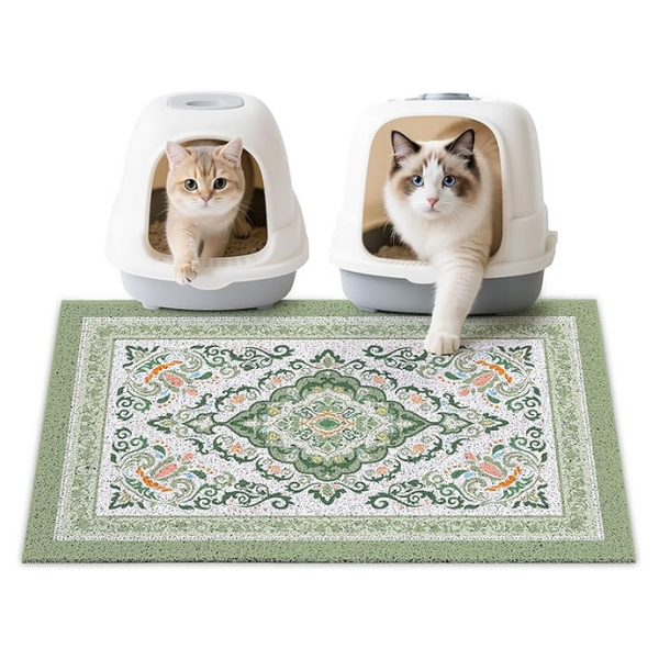 Unicorn Catcher Cat Litter Mat 33" x 22" Non-Slip Litter Box Mat Washable Litter Catcher Mat for Litter Box Indoor Food Mat Supplies Essentials, DarkSeaGreen